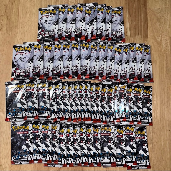 Pokmon Black Bolt and White Flare Booster Packs x 118 plus 1 free random  slab
